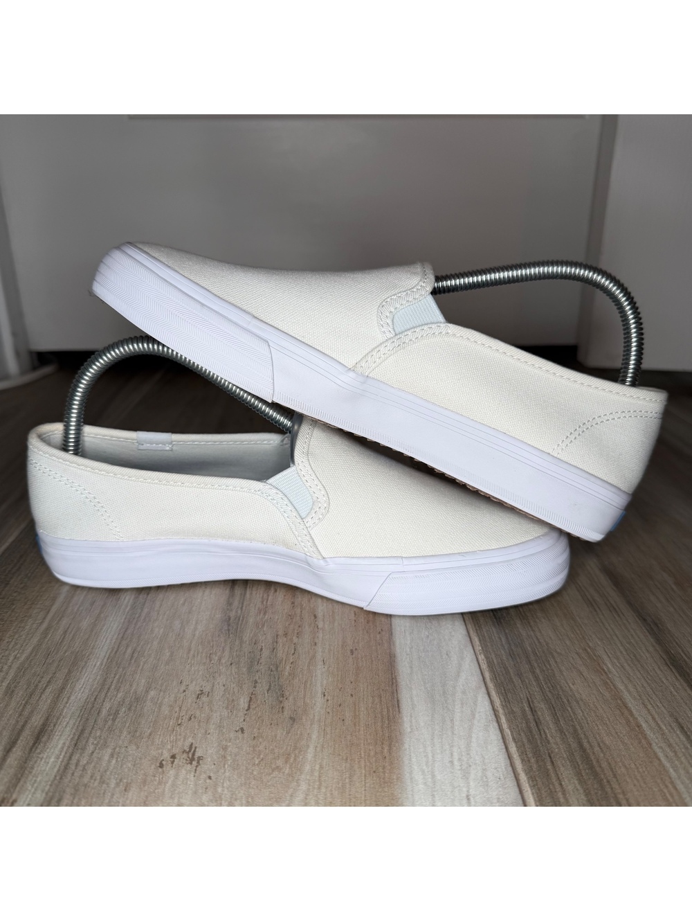 Keds Double Decker Canvas Slip On Sneaker Shoes White Womens Sz 8 WF61020 - Picture 6 of 9